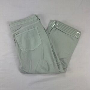 NYDJ Capri Pants Womens‎ 12 Light Green Crop Twill Stretch Sequin Cuff Hem